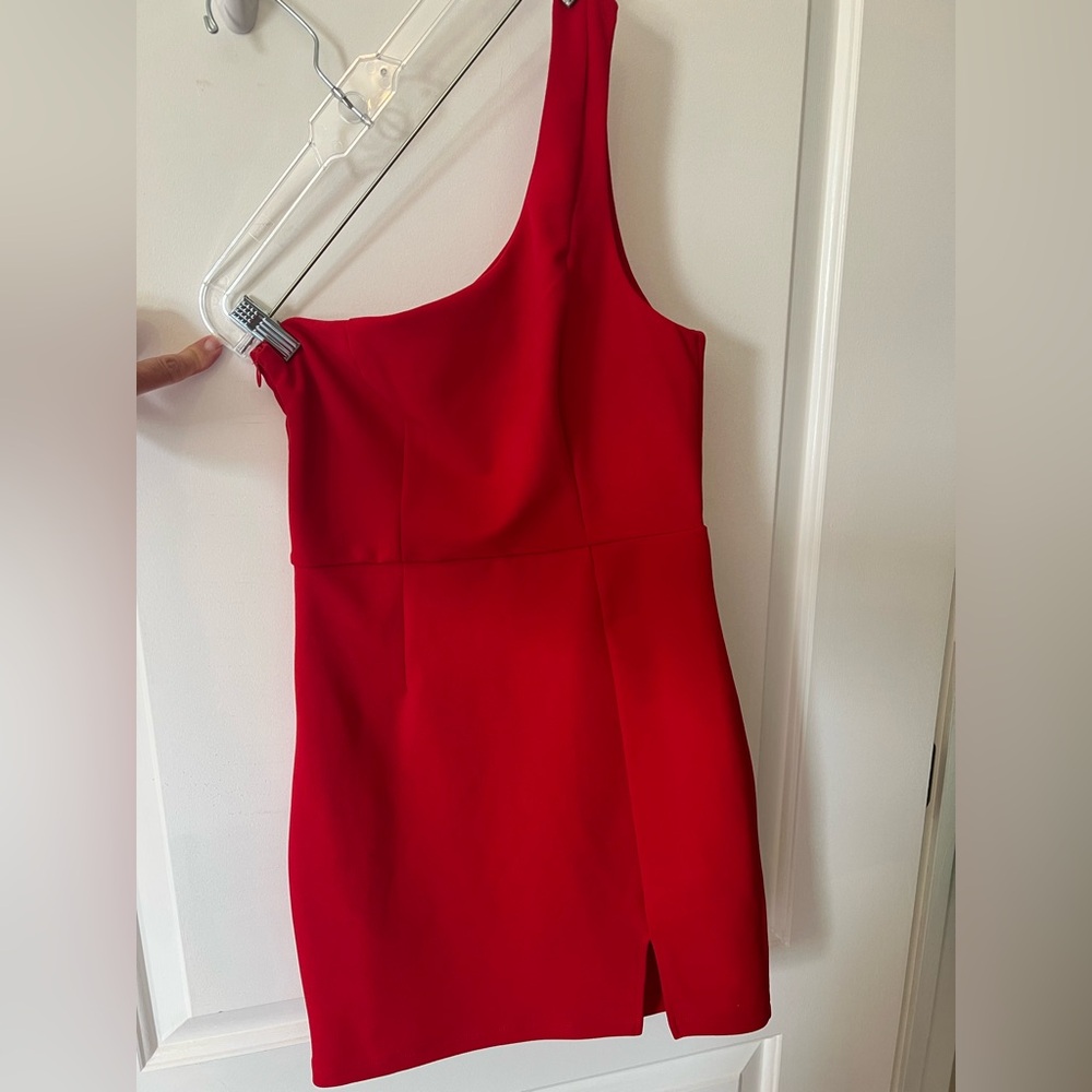 Hello Molly Vibrant Red One-Shoulder Dress